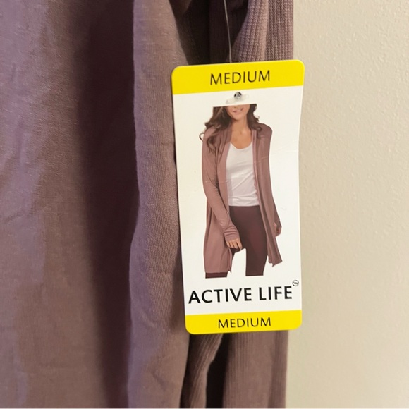 Active Life Mineral Brown Open Front Cardigan Long Length NEW Size Medium - Picture 4 of 10
